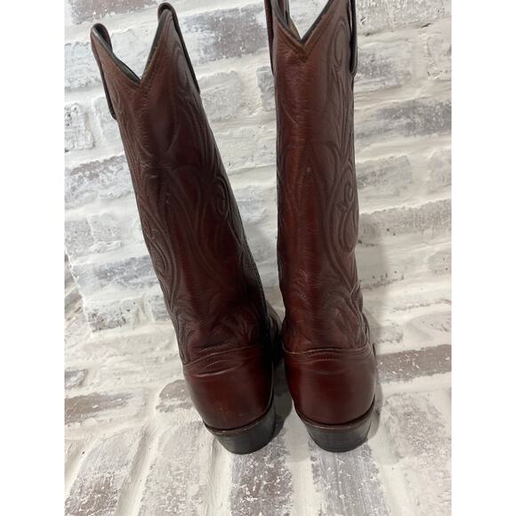 Dan Post Men Sz 8.5 Brown Black Cherry Leather Western Cowboy Riding Rodeo Boots main image 8